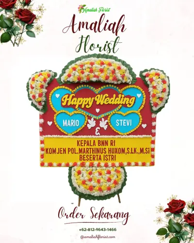 Karangan Papan Bunga Pernikahan di Srimartani